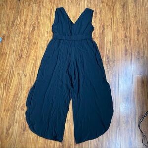 Grey State Women’s Black Gauzy Cotton Tank Wide Leg Crop Jumpsuit Size XL Boho